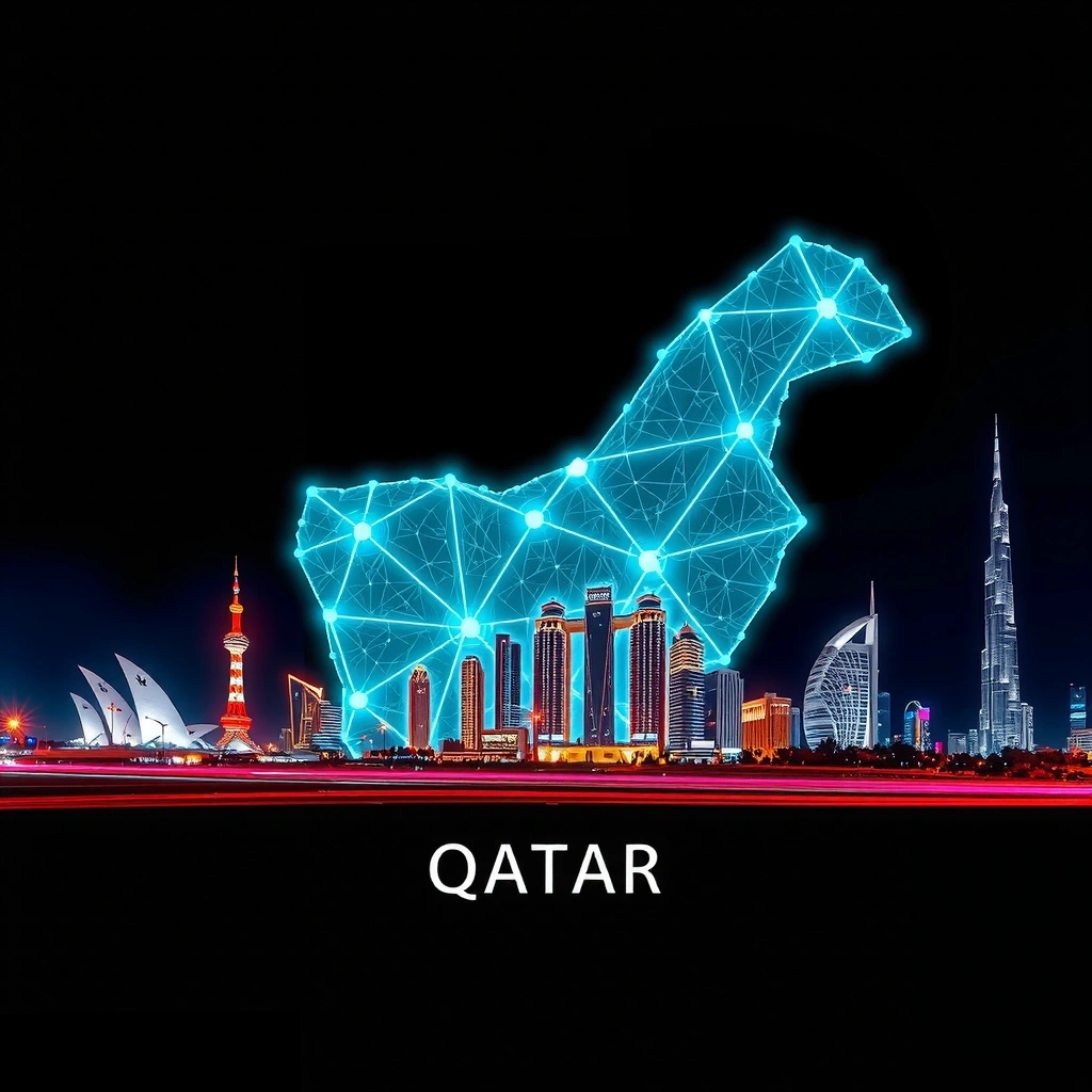 Stylized 5G Network Map of Qatar